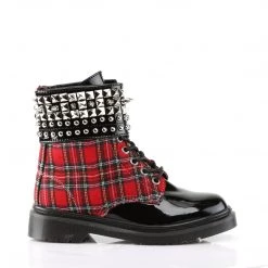 Demonia 1.3" Heel Red Plaid Patent Leather Ankle Boots*