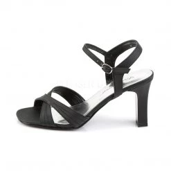 Fabulicious 3" Square Heel Black Satin Ankle Strap Sandal Shoes 7 Fabulicious 3