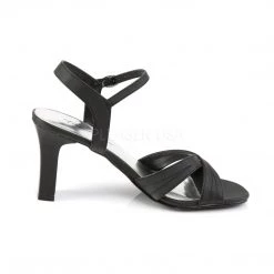 Fabulicious 3" Square Heel Black Satin Ankle Strap Sandal Shoes 9 Fabulicious 3