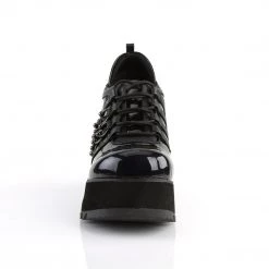 Demonia Black Hologram Vegan Leather 3.5" Platform Shoes*