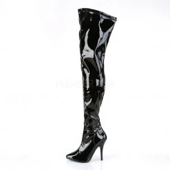Pleaser Shoes 5" Black Plain Stretch Thigh Boots*