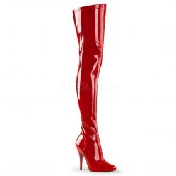 Pleaser Shoes 5" Heel Red Plain Stretch Thigh Boots*