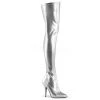 Pleaser 5" Heel Silver Plain Stretch Thigh Boots* Shoes