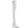 Pleaser 5" Heel White Plain Stretch Thigh Boots*