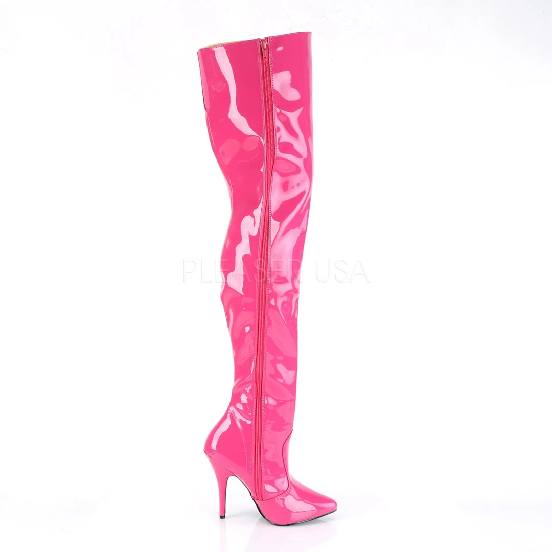Pleaser Shoes 5" Heel Hot Pink Classic Plain Thigh Boots* 6 Pleaser Shoes 5" Heel Hot Pink Classic Plain Thigh Boots*