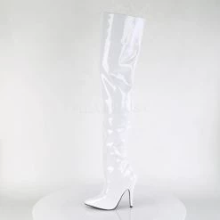 Pleaser 5" Heel White Classic Plain Thigh Boots*