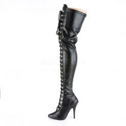 Pleaser 5" Heel Black D-Ring Stretch Thigh High Boots* Shoes
