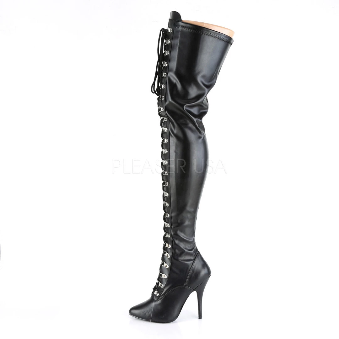 Pleaser 5" Heel Black D-Ring Stretch Thigh High Boots* Shoes 4 Pleaser 5" Heel Black D-Ring Stretch Thigh High Boots* Shoes