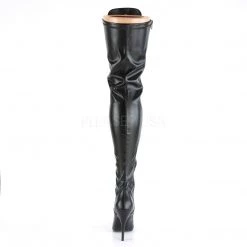 Pleaser 5" Heel Black D-Ring Stretch Thigh High Boots* Shoes 8 Pleaser 5