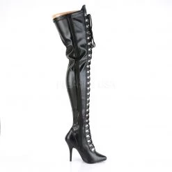 Pleaser 5" Heel Black D-Ring Stretch Thigh High Boots* Shoes 9 Pleaser 5