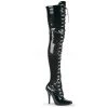 Pleaser 5" Heel Black D-Ring Stretch Thigh Boots* Shoes