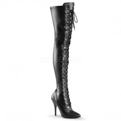 Pleaser 5" Heel Black D-Ring Stretch Thigh High Boots* Shoes