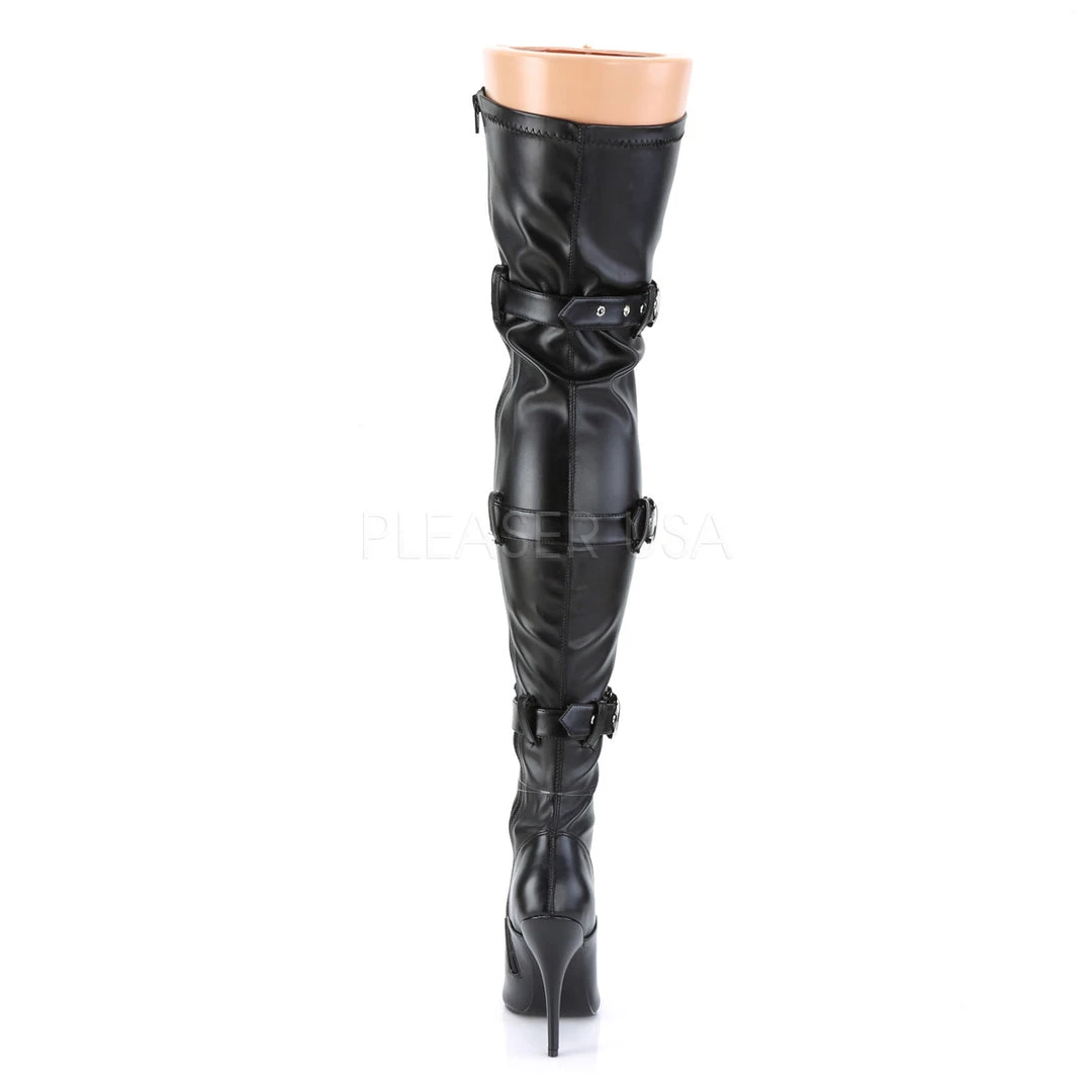 Pleaser 5" Heel Black Ribbon Stretch Thigh High Boots* 5 Pleaser 5" Heel Black Ribbon Stretch Thigh High Boots*