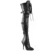Pleaser 5" Heel Black Ribbon Stretch Thigh High Boots*