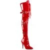 Pleaser 5" Heel Red Ribbon Stretch Thigh High Boots* 1 Pleaser 5" Heel Red Ribbon Stretch Thigh High Boots*