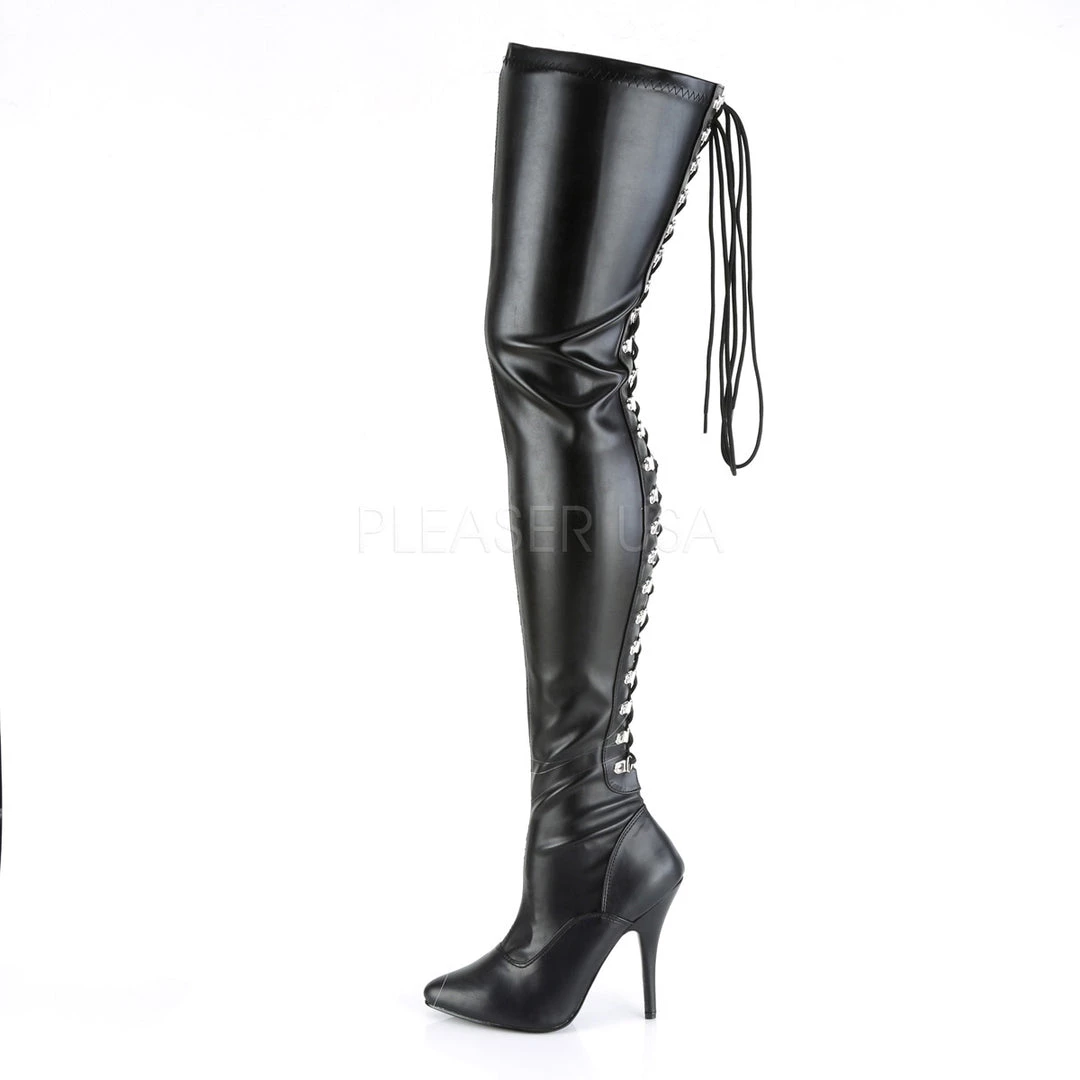 Pleaser 5" Heel Black Open Back Stretch Thigh Boots* Shoes 4 Pleaser 5" Heel Black Open Back Stretch Thigh Boots* Shoes