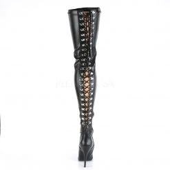 Pleaser 5" Heel Black Open Back Stretch Thigh Boots* Shoes 8 Pleaser 5