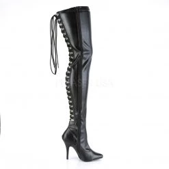Pleaser 5" Heel Black Open Back Stretch Thigh Boots* Shoes 9 Pleaser 5