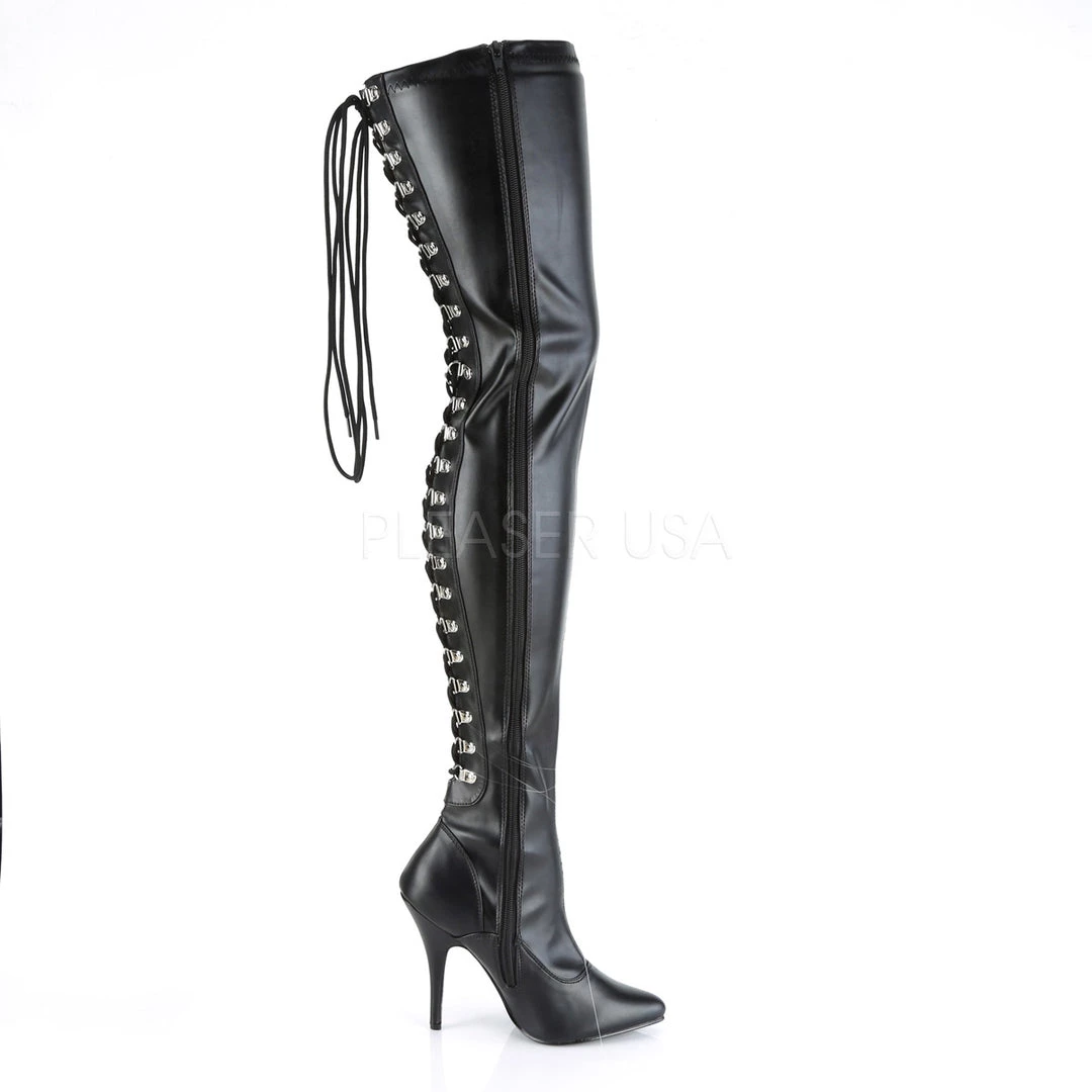 Pleaser 5" Heel Black Open Back Stretch Thigh Boots* Shoes 6 Pleaser 5" Heel Black Open Back Stretch Thigh Boots* Shoes