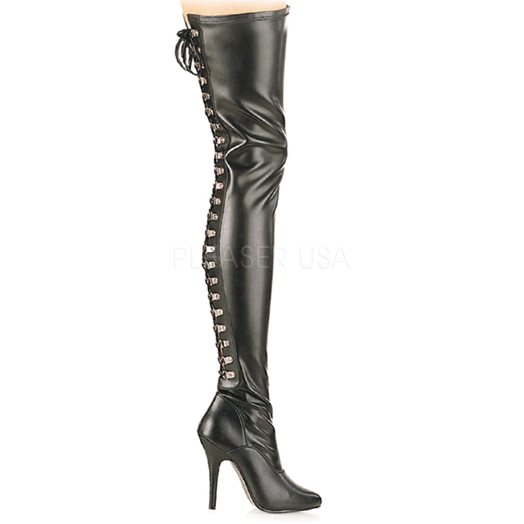 Pleaser 5" Heel Black Open Back Stretch Thigh Boots* Shoes 3 Pleaser 5" Heel Black Open Back Stretch Thigh Boots* Shoes