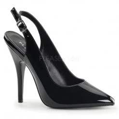 Pleaser 5" Heel Black Close Toe Slingback Shoes*