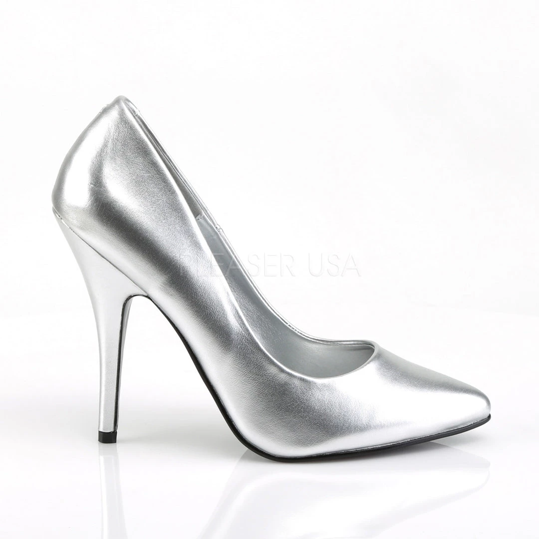 Pleaser 5" Silver Faux Leather Shoes* 6 Pleaser 5" Silver Faux Leather Shoes*