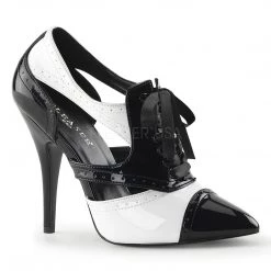 Pleaser 5" Heel Black/White Spectator Pump*