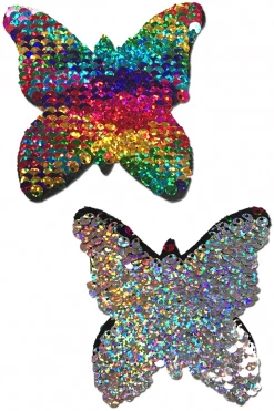 Pastease Rainbow & Silver Sequin Monarch Nipple Pasties