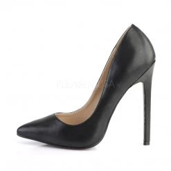 Pleaser Shoes 5" Black Faux Leather Pointed Toe Pump*