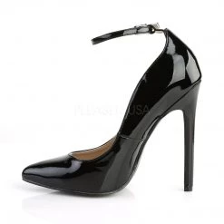 Pleaser 5" Stilleto Black Ankle Strap Shoes* 7 Pleaser 5