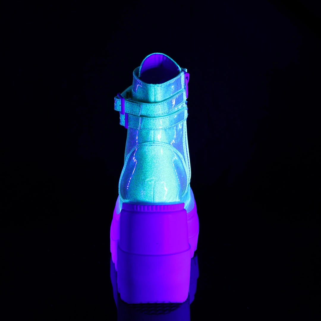 Demonia Green Glitter Vegan Leather 4.5" Platform Boots* 6 Demonia Green Glitter Vegan Leather 4.5" Platform Boots*