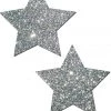 Pastease Silver Glitter Star Nipple Pasties