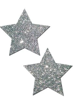Pastease Silver Glitter Star Nipple Pasties