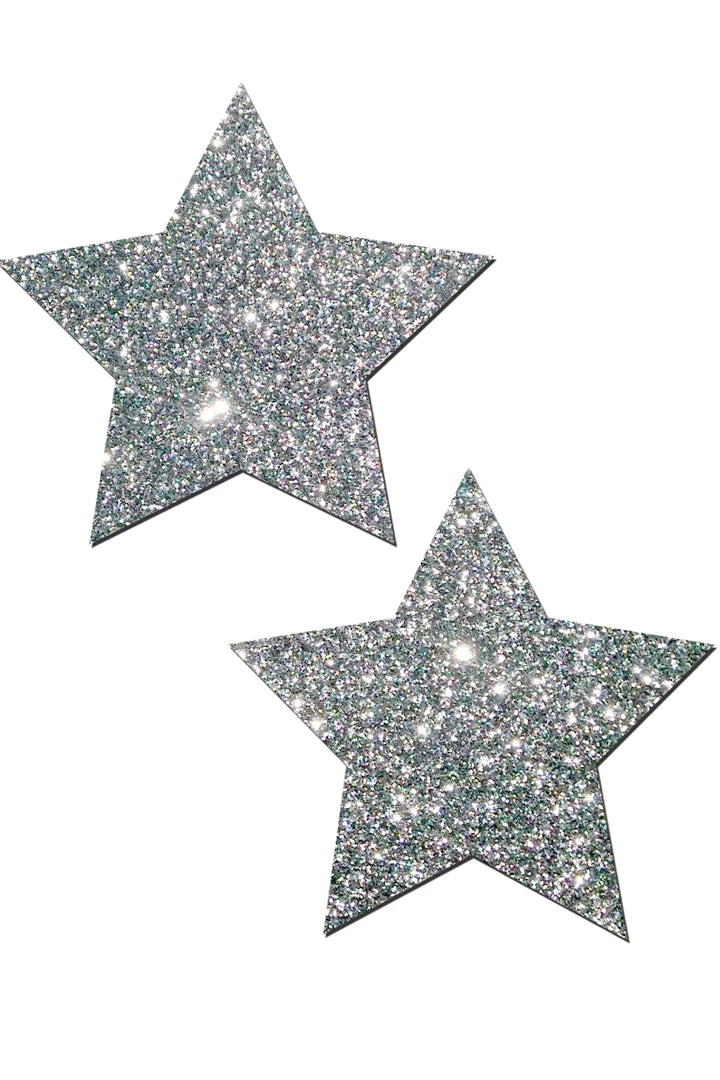 Pastease Silver Glitter Star Nipple Pasties 3 Pastease Silver Glitter Star Nipple Pasties