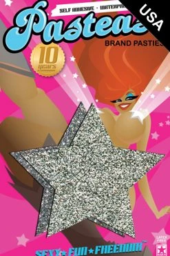 Pastease Silver Glitter Star Nipple Pasties