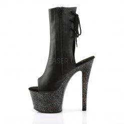Pleaser 7" Heel Black Open Toe/Heel Platform Ankle Boot*