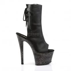 Pleaser 7" Heel Black Open Toe/Heel Platform Ankle Boot* 9 Pleaser 7