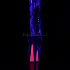 Pleaser Glow In The Dark & Neon 7" Heel Black/Hot Pink Open Toe Ankle Booties* 8 Pleaser Glow In The Dark & Neon 7