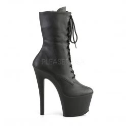 Pleaser 7" Heel Black Faux Leather Platform Ankle Boot* Shoes 9 Pleaser 7