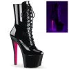 Pleaser 7" Heel Black/Hot Pink Lace-Up Ankle Boot* 2 Pleaser 7" Heel Black/Hot Pink Lace-Up Ankle Boot*