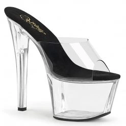 Pleaser 7" Heel, Clear/Black Platform Slide*