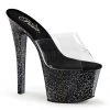 Pleaser 7" Clear/Black Glitter High Heels Shoes
