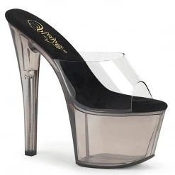 Pleaser Shoes 7" Heel, Clear/Smoke Tinted Platform Slide*