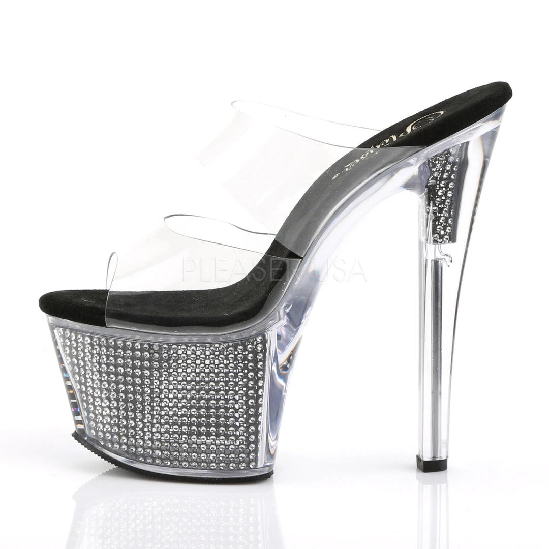 Pleaser 7" Clear/Black High Heels* 4 Pleaser 7" Clear/Black High Heels*