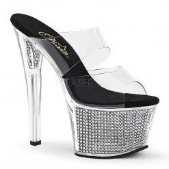 Pleaser 7" Clear/Black High Heels*