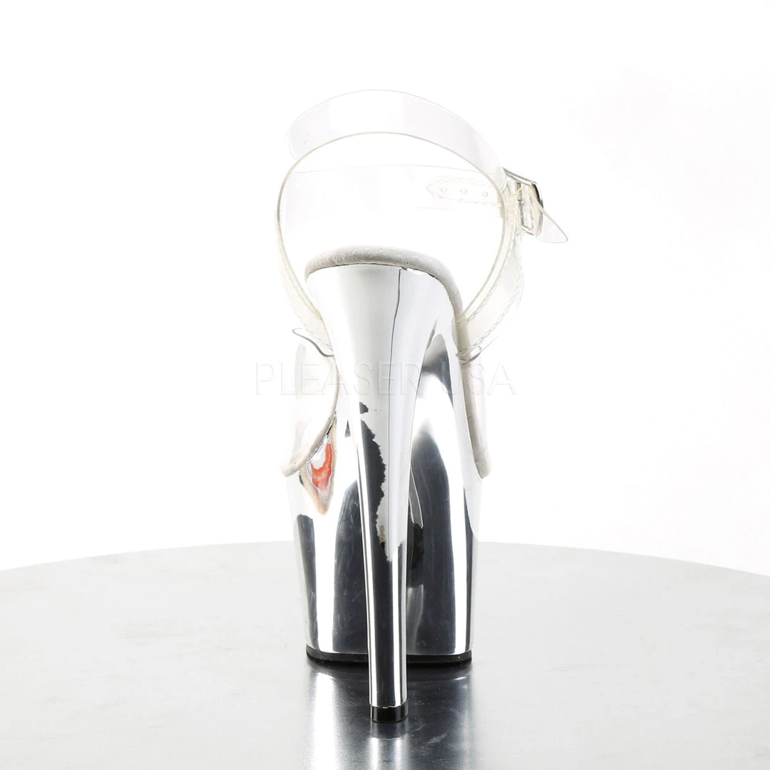 Pleaser Shoes 7" Clear/Silver Ankle Strap Pumps* 5 Pleaser Shoes 7" Clear/Silver Ankle Strap Pumps*