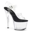 Pleaser Shoes 7" Clr/Blk Ankle Strap Heels*
