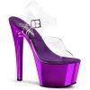 Pleaser Shoes 7" Clear/Purple Ankle Strap Heels*