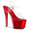 Pleaser Shoes 7" Clear/Red Ankle Strap Pumps*