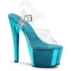 Pleaser Shoes 7" Clear/Blue Ankle Strap High Heels*